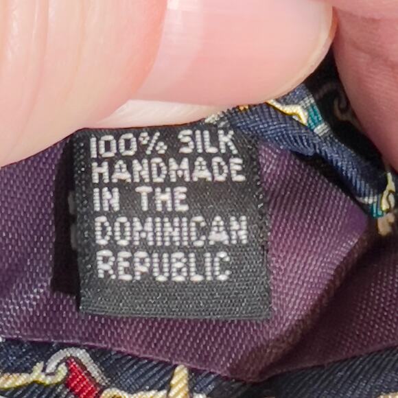 Harve Bernard by Bernard Holtzman 100% Silk Tie Handmade Chain-Link Blue 58"x 4" - Picture 4 of 8